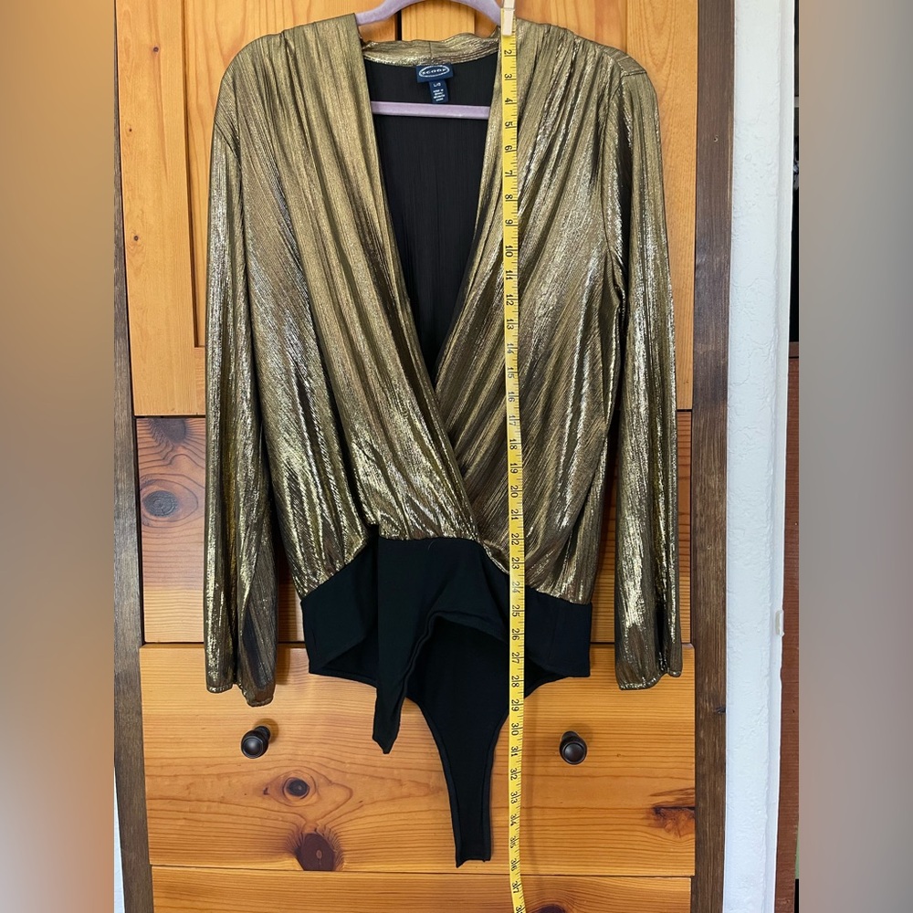 Gold lamè body suit by Scoop size L